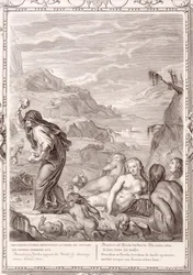 Deucalion and Pyrrha Repeople the World by Throwing Stones Behind Them